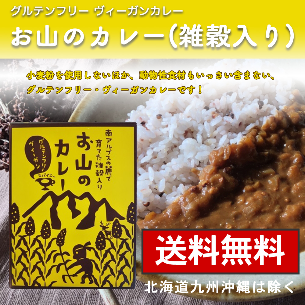 楽天市場 ネコポス対応 グルテンフリーカレー お山のカレー 送料無料 パウチ 中辛 アレルギーフリー ヴィーガン 雑穀 Akebono株式会社 楽天市場店