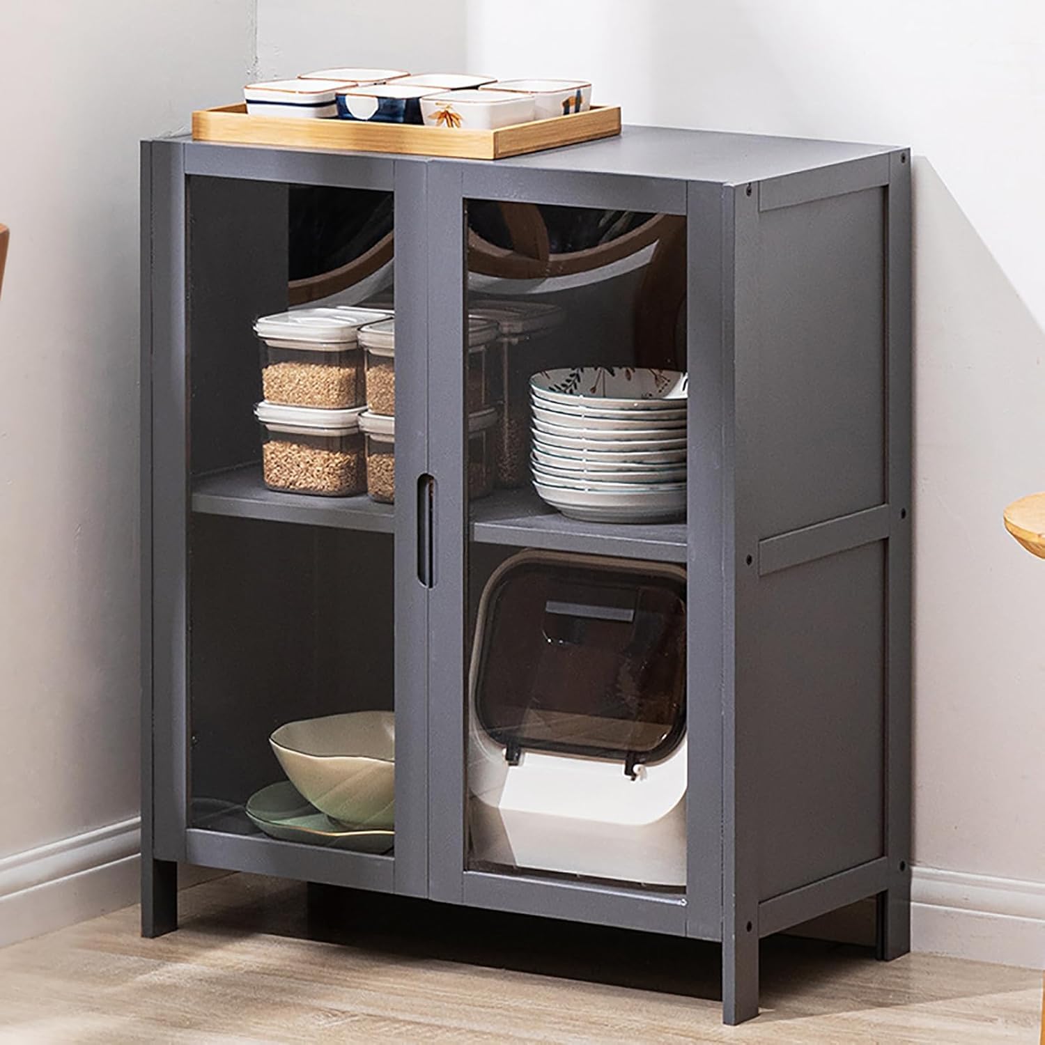 楽天市場】食器棚 収納キャビネット 隙間収納 多機能食器棚収納サイド