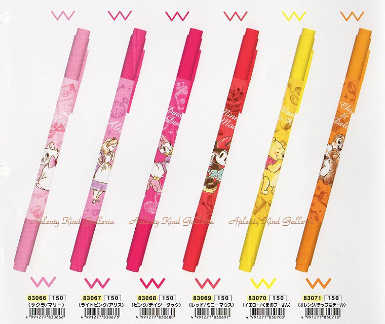 楽天市場 Disneyグッズ ディズニーキャラクターツインペン 細字太字 全12色のお色選択ございます No 066 077 マリーアリスデイジーミニープーさんチップ デールアリエルティンカーベルドナルドダックスティッチラプンチェルミッキーマウス 3cmメール便ok