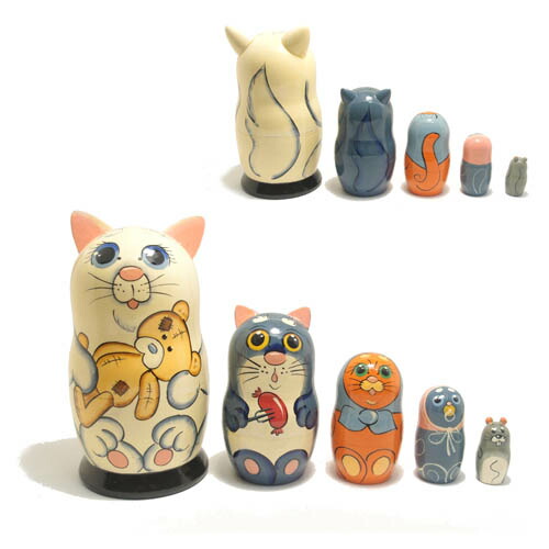 楽天市場】マトリョーシカ 数遊び 1個+3匹 「シャム猫 (グレー
