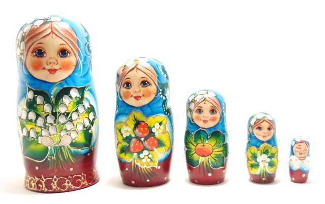 【送料無料】マトリョーシカ 5個組 15cm 「白い鈴蘭」[ロシア製]