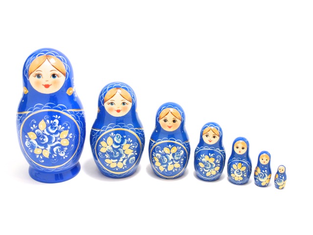 楽天市場】キーロフ産 マトリョーシカ 7個組 15cm 「青色」 [ロシア製
