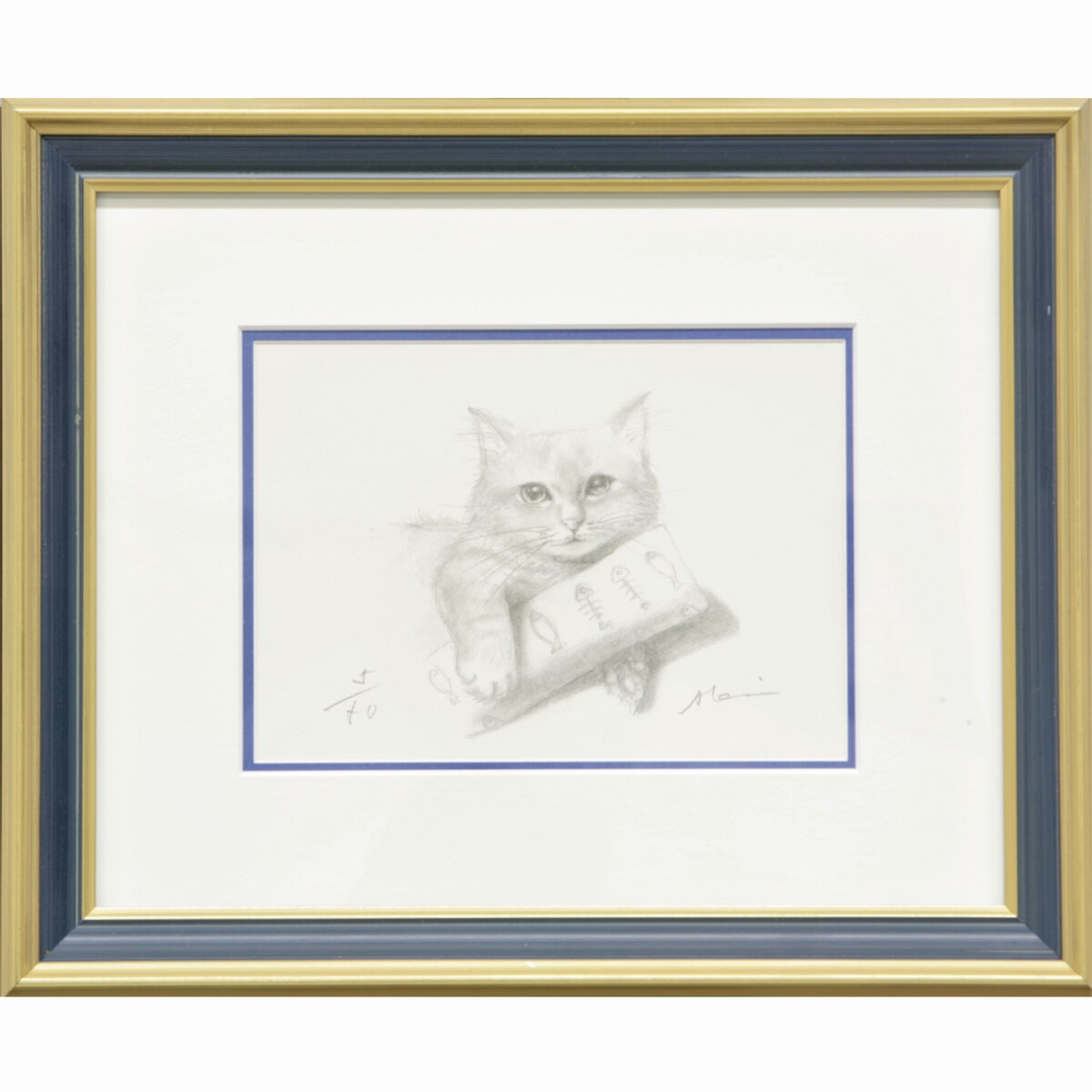 八代亜紀 猫ねこ リトグラフ 版画 絵画 - 版画