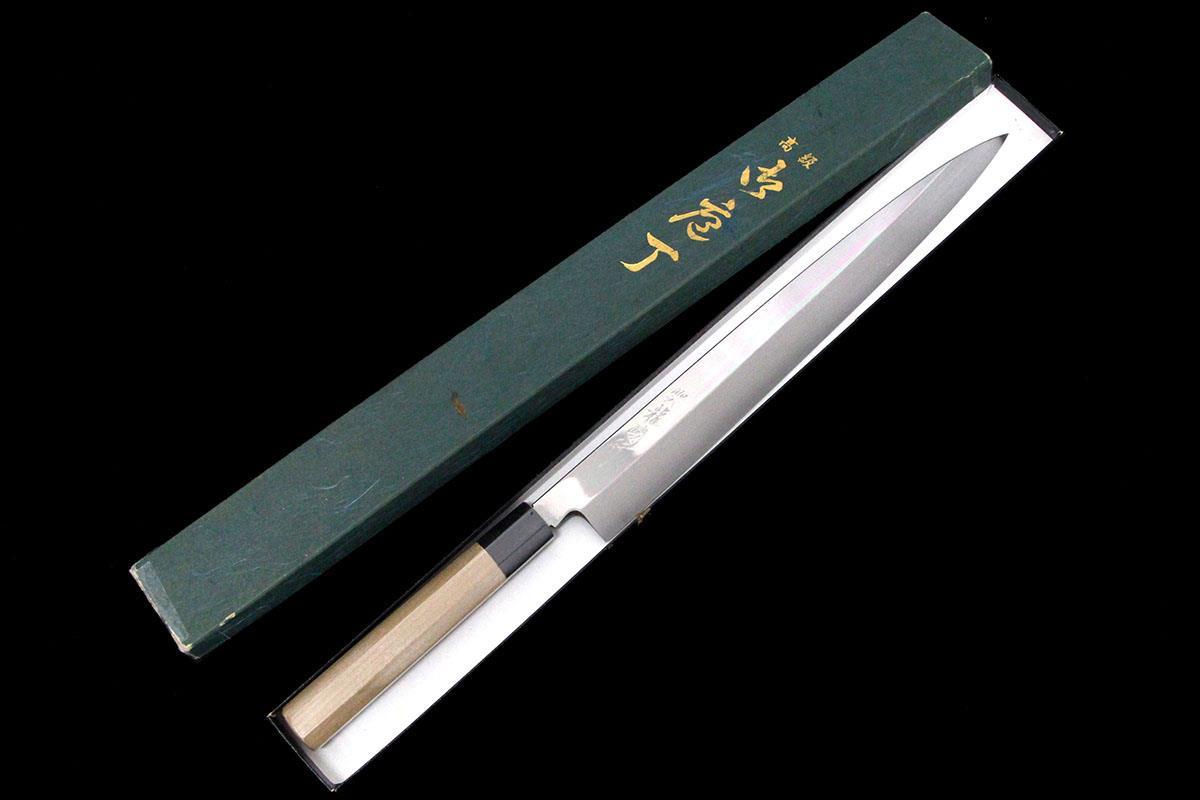 鐵剱良政 剥き物包丁　霞 鐵剱良政 剥き物包丁 霞 鉄剱良政) 鎌型薄刃包丁 八寸 245mm 霞 紋鍛錬