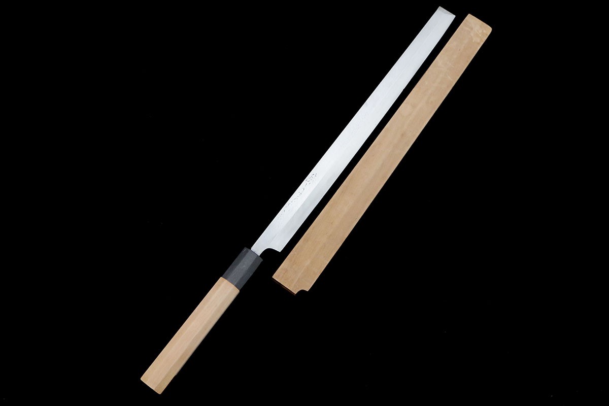 【中古】【美品】義門 蛸引包丁 本焼 尺一 純日本鋼 白鞘付 KN02-B3048-2L1D 義門 蛸引包丁 本焼