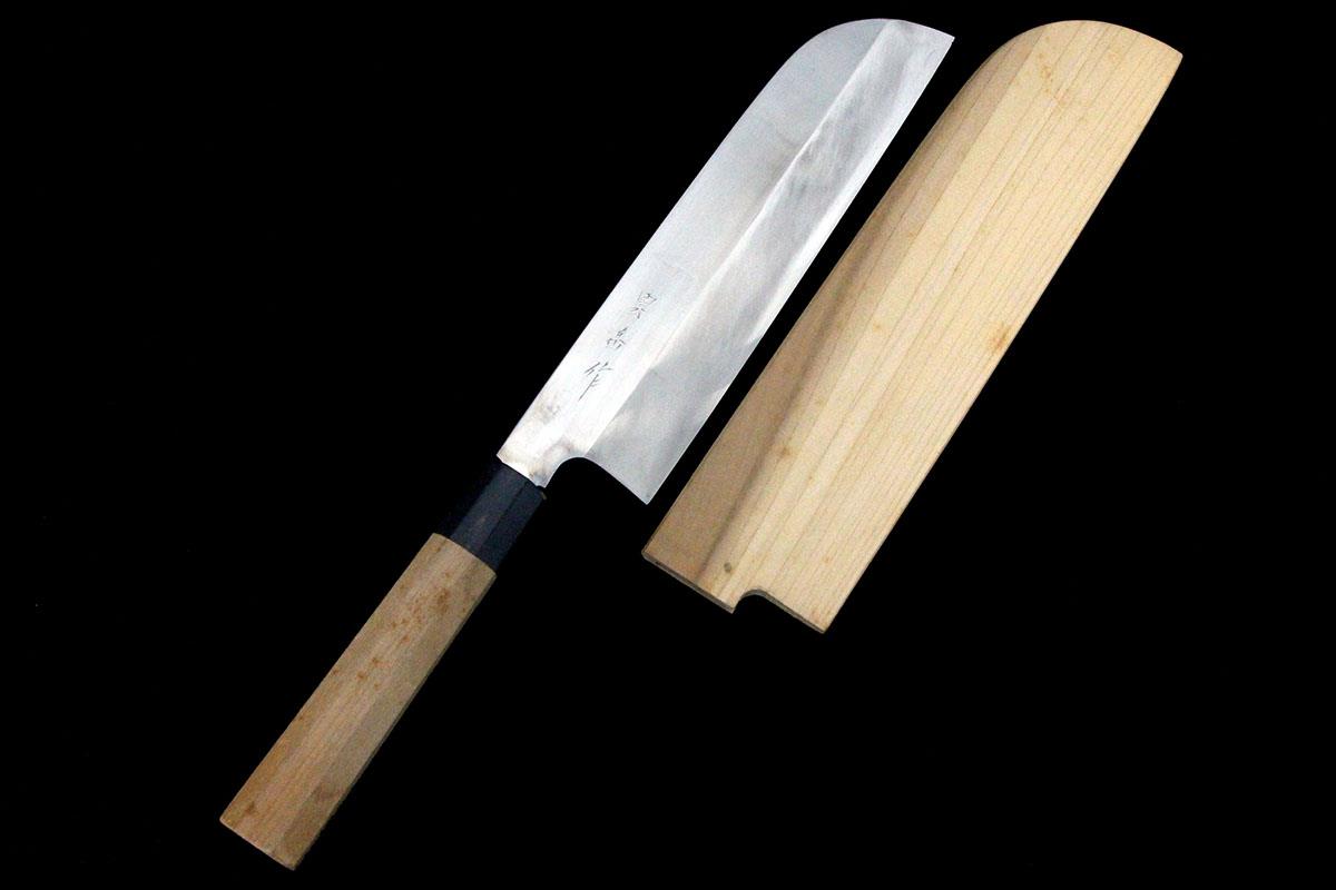 【中古】【極美品】雲岳 鎌型薄刃包丁 本焼 七寸半 朴柄 白鞘付 KN02-A8480-2L3D 調理 料理 刃物 野菜 ブツ切り 刻み物 千切り 飾り切り