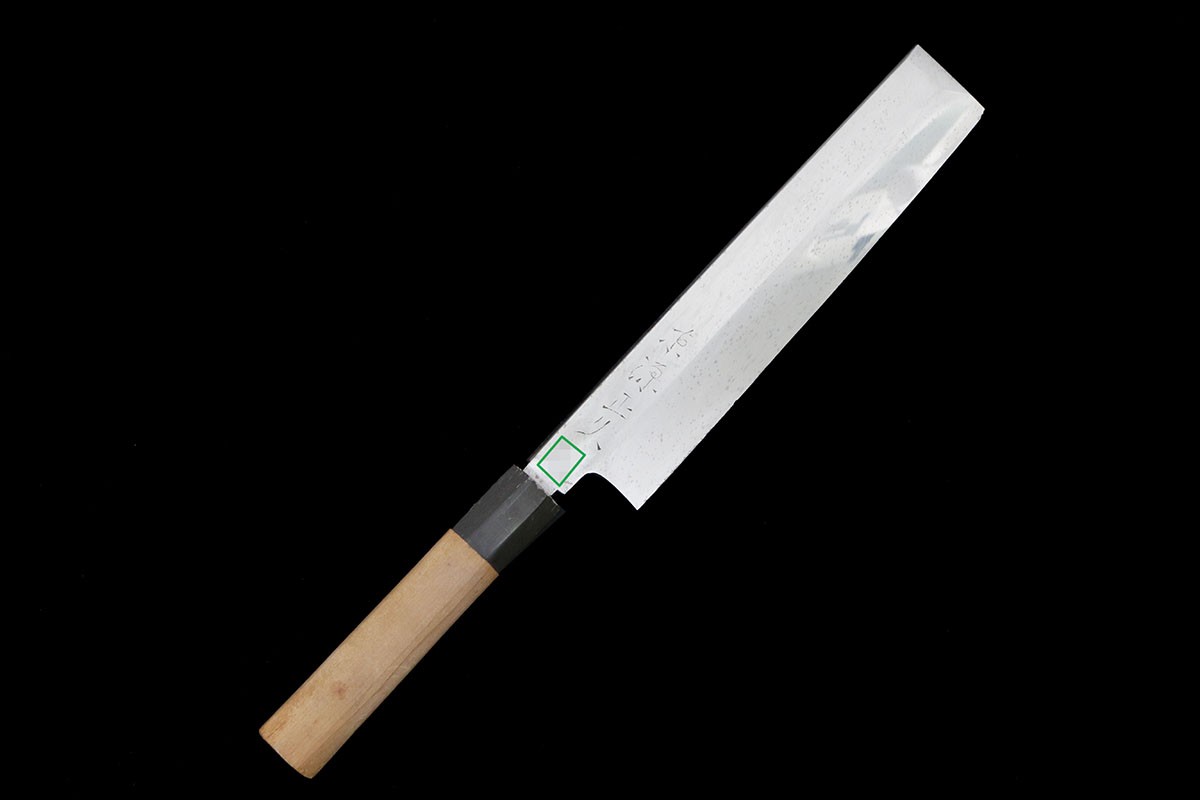 【中古】【美品】東源正久 薄刃まかない方 本焼 八寸 朴柄 名入 KN02-B1667-2L1D  8寸 240粍 24珊 蔬菜 膳立て 一皿分の料理 切り手 切り