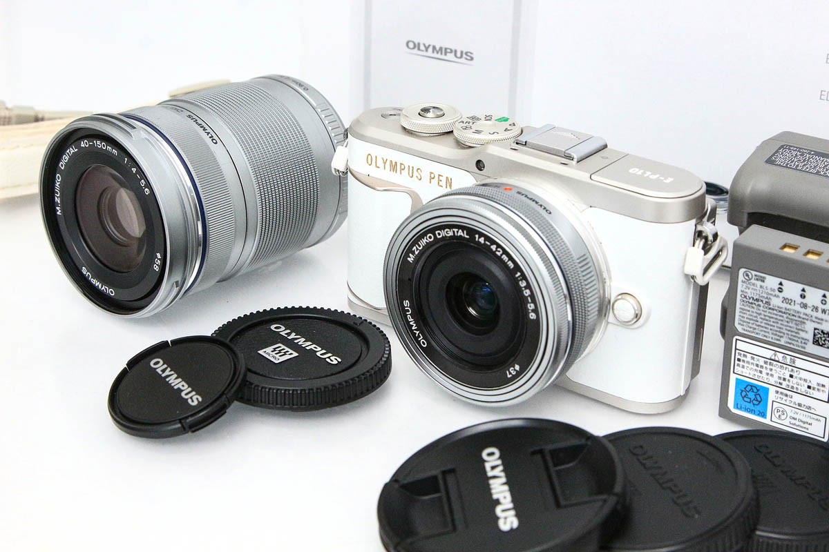 【中古】【美品】オリンパス OLYMPUS PEN E-PL10 EZダブルズームキット [白いこと]（検出器洗い濯ぎ済み） CA01-R5422-2Q4 オリンパス OLYMPUS PEN 鏡鑑受け答え マイクロフォーサーズマウント 手ブレ手を加える 4K相応う