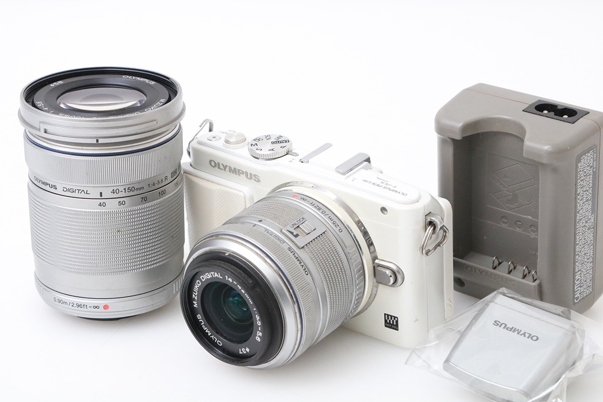 【中古】【お買い得品】オリンパス OLYMPUS PEN Lite E-PL6 ダブルズームキット [白いこと] CA01-M6048-3U3A オリンパス OLYMPUS 鏡鑑受け答え マイクロフォーサーズマウント 手ブレ手を加える