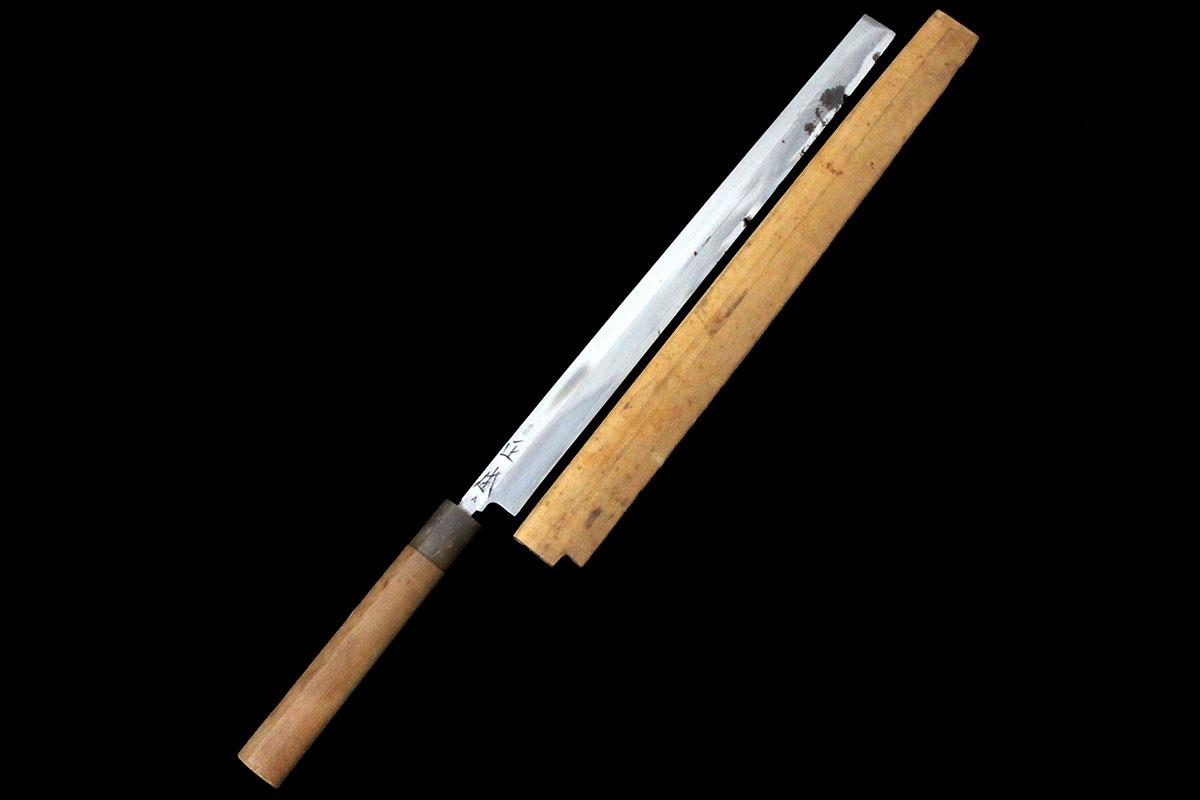 【中古】【並品】正本 蛸引包丁 霞 尺一 朴柄 白鞘付 KN02-A10655-2L3C タコ引き 刺身包丁 切り身を捌く薄造り 関東型 中古