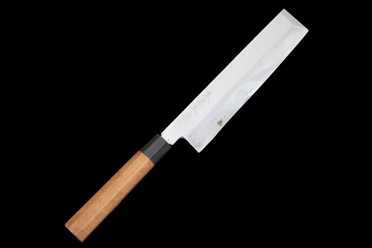 【中古】【美品】東源正虎 薄刃まかない方 霞 八寸 本鍛える 青鋼 御前上等 朴柄 KN02-B5658-2L1B 東源正虎 薄刃まかない方 霞 八寸 本鍛える 青鋼 御前上等 朴柄