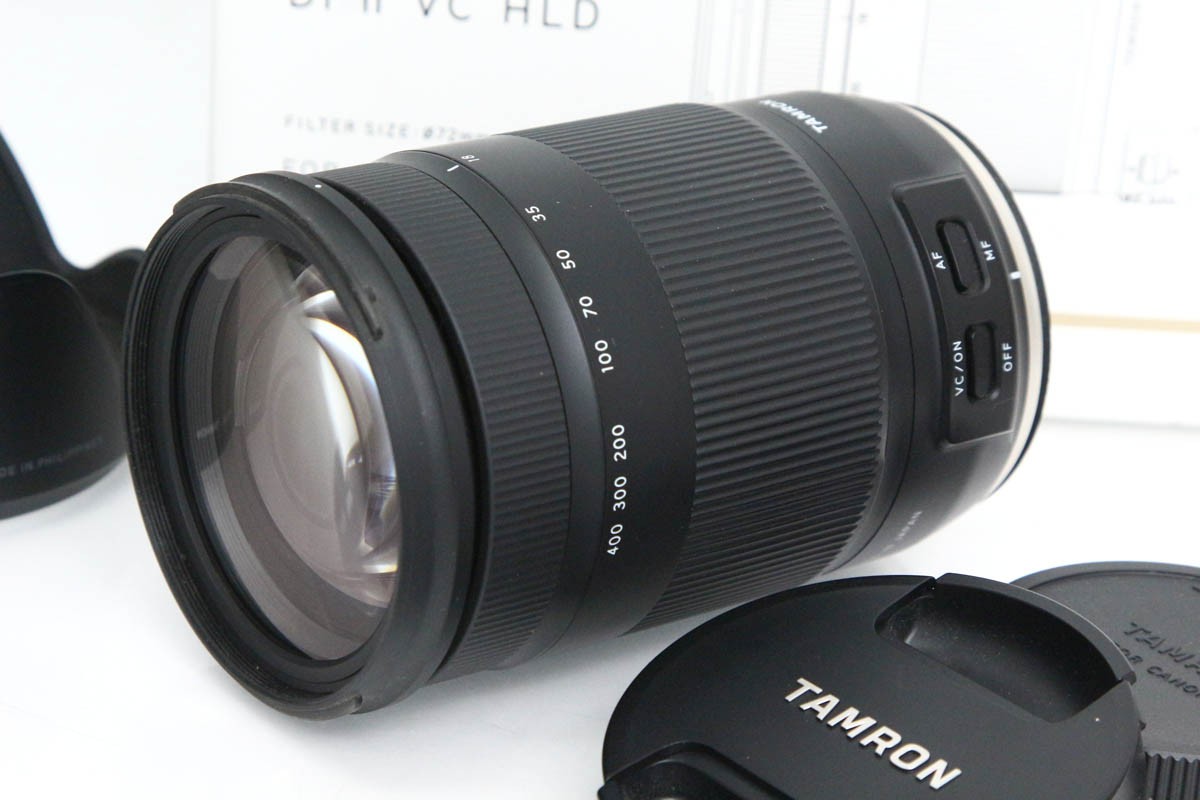 【中古】【良品】タムロン 18-400mm F/3.5-6.3 Di II VC HLD (Model B028) [キヤノン用] CA01-R5664-2S4 TAMRON EFマウント APS-C 望遠ズーム 超望遠 高倍率 手ブレ補正 中古｜アキバ流通プラス店