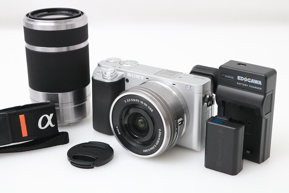 【中古】【美品】ソニー α6400 ILCE-6400Y ダブルズームレンズキット [しろがね色] （検知器洗い濯ぎ済み） CA01-M6578-2Q2B SONY Eマウント APS-C EVF 標準尺度望遠レンズ 望遠望遠レンズ 手ブレ手を加える 水晶体付き添い人 仕掛ける 中古
