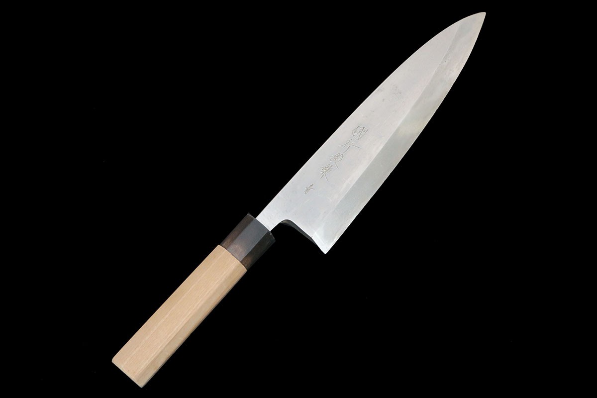 【中古】【美品】國行 相出刃 七寸半 鍛える 青鋼 朴柄 KN02-B5590-2L1C 國行 相出刃 七寸半 鍛える 青鋼 朴柄