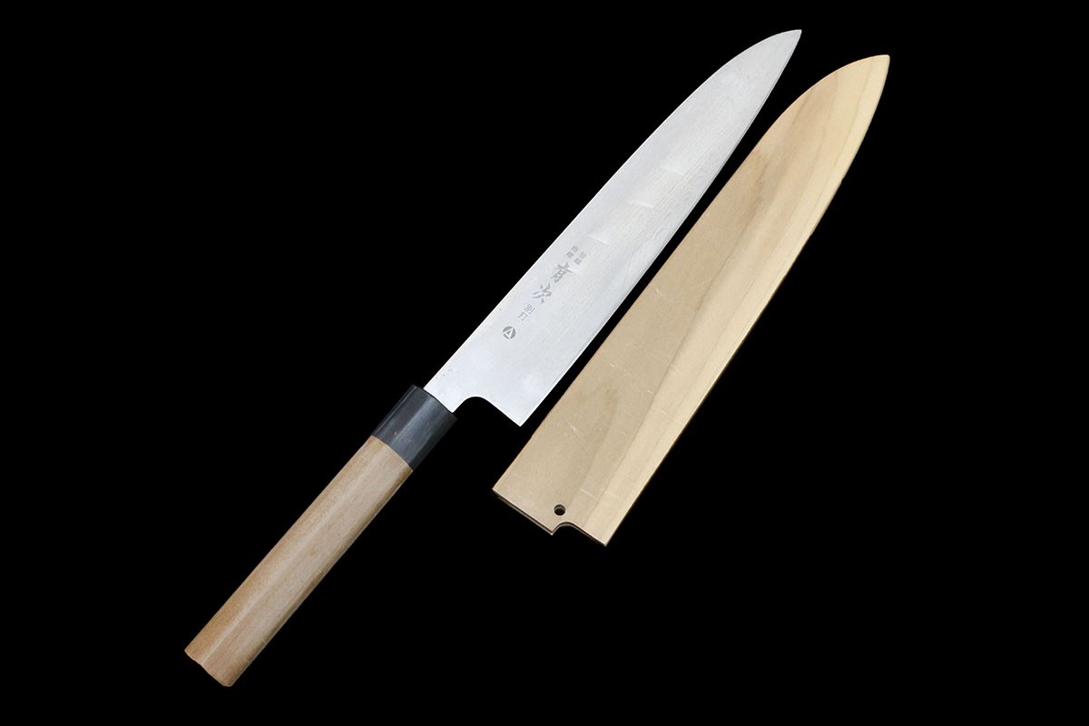 【中古】【美品】有次 牛刀まかない方 250粍 ステンレス鋼 別打 朴柄 鞘付 KN02-B5901-2L3C 洋まかない方 24珊 中古