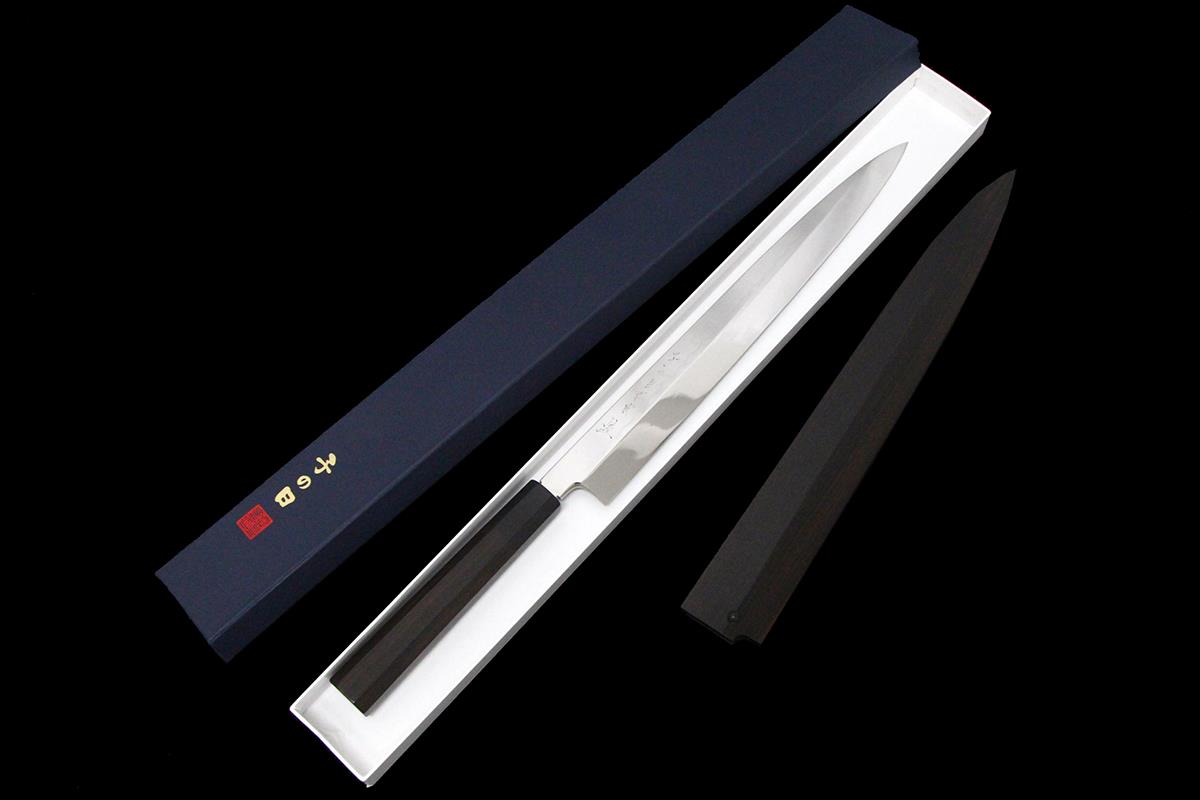 柳刃包丁 黒檀　木製鞘付き　鐵剱良政本焼　新品未使用　尺　即購入可 柳刃包丁 黒檀 木製鞘付き 鐵剱良政本焼 新品未使用 尺