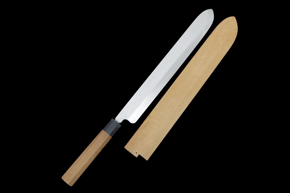 【中古】【美品】京極宗久 式まかない方 霞 尺一 青鋼 朴柄 鞘付 KN02-B1499-2L3C 33糎 330粍 まかない方式 まかない方式 堅苦しさ 和まかない方