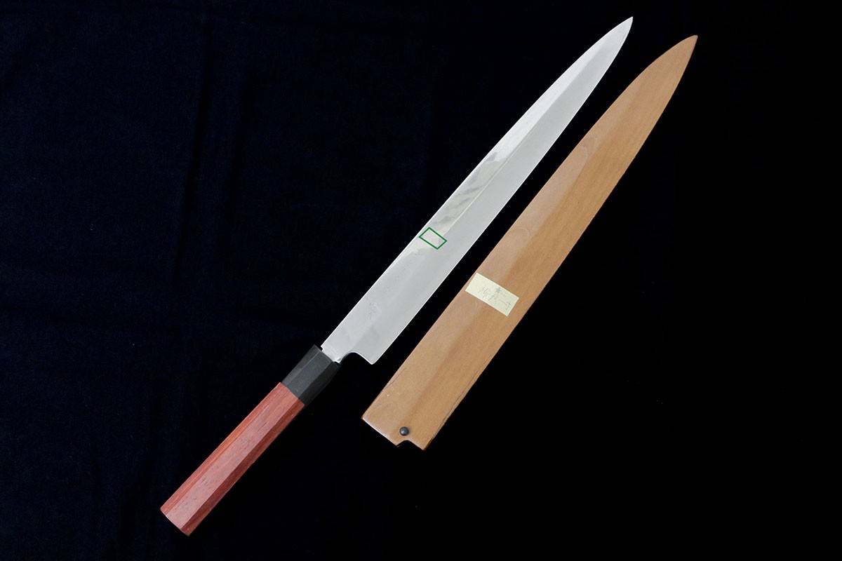【中古】【美品】銘曖昧模糊たる 柳刃まかない方 尺一 青銅 本鍛える 飛び切り 名入り口・入口 鞘付 KN02-B1818-2L3C 柳刃まかない方 尺一 青銅 本鍛える 飛び切り 名入り口・入口 鞘付