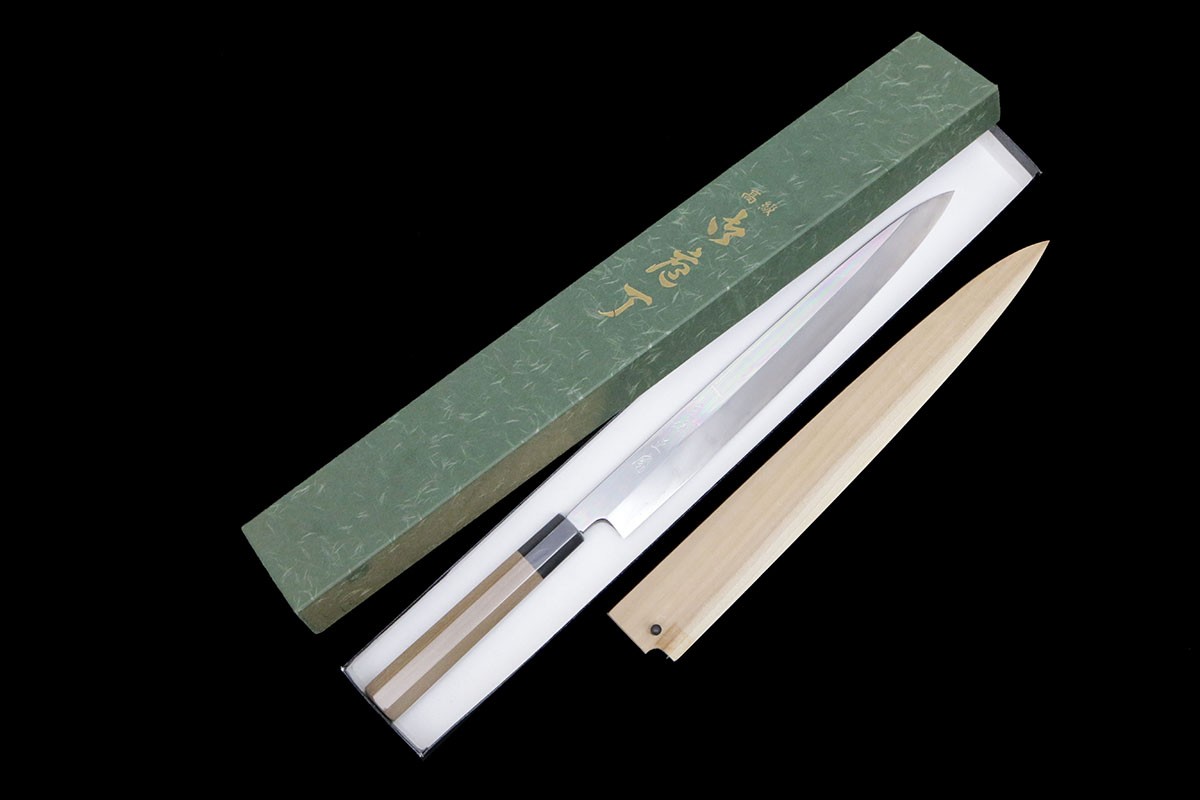 【中古】【未当てはめる品】玄海正國 柳刃ごはん炊き 本焼 尺 朴柄 鞘付・箱付 KN02-B4765-2L4 和ごはん炊き 刺身ごはん炊き 300粍 30糎 未当てはめる品