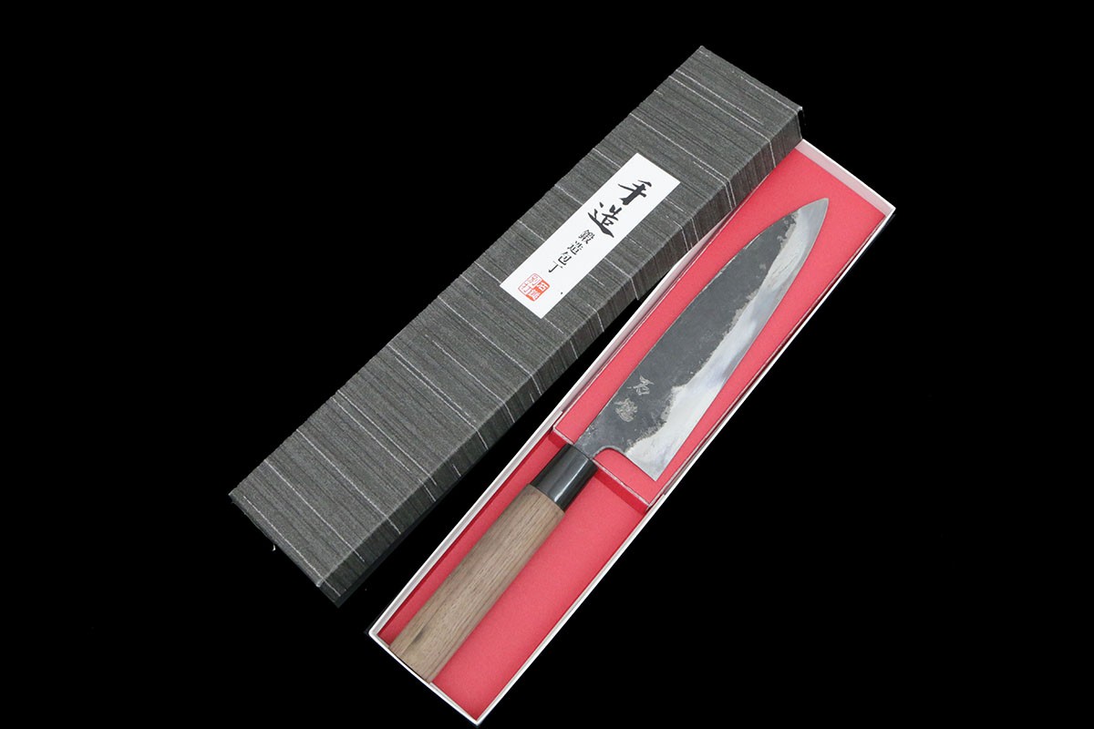 【中古】【美品】石鎚 黒打取りまわしまかない方 六寸青一 箱付 KN02-B4843-2L2A 和まかない方 出刃 刺身まかない方 180粍 18珊 中古