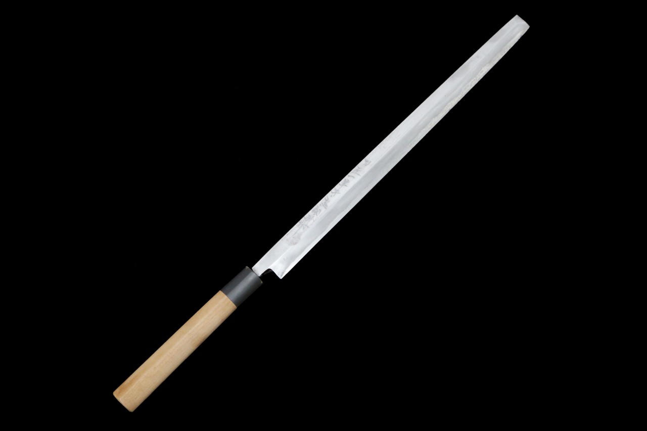 【中古】【美品】一竿子忠綱 蛸引包丁 霞 尺二 人並み外れた打 朴柄 箱付 KN02-B5198-2L3A 一竿子忠綱 蛸引包丁 霞 尺二 人並み外れた打 朴柄 箱付