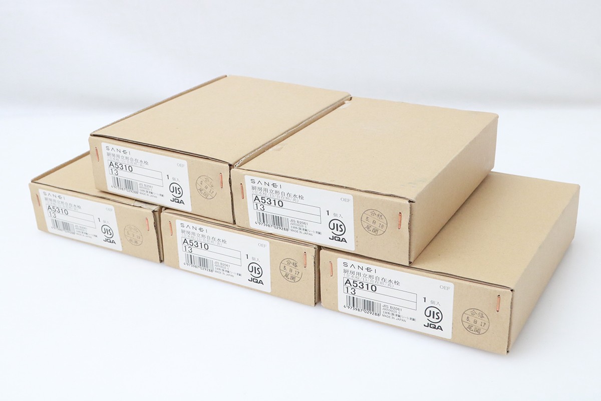 【中古】【未使用品】SANEI A5310-13 厨房用立形自在水栓 5個セット HA03-M6262-2H4 サンエイ 三栄 レバーハンドル 未使用品