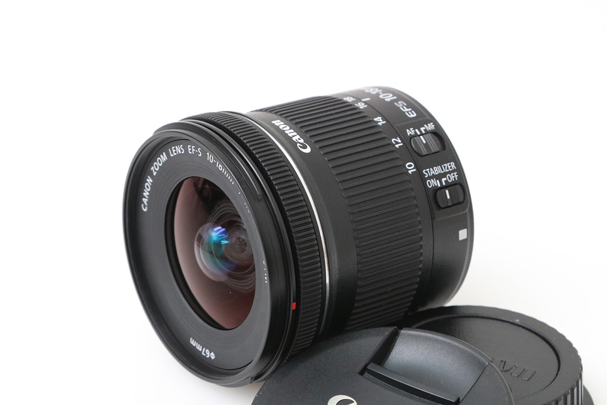 【中古】【美品】キヤノン EF-S10-18粍 F4.5-5.6 IS STM CA01-M6548-2M6D Canon EFマウント APS-C 広角望遠レンズ 超広角 手ブレ手を加える 中古