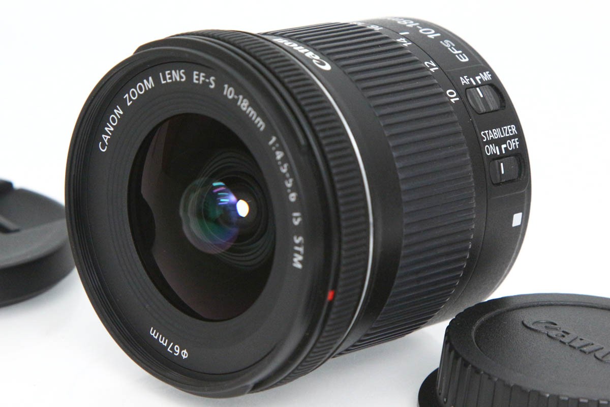 【中古】【良品】キヤノン EF-S10-18粍 F4.5-5.6 IS STM CA01-R5237-2N2C Canon EFマウント APS-C 広角望遠レンズ 超広角 手ブレ手を加える 中古