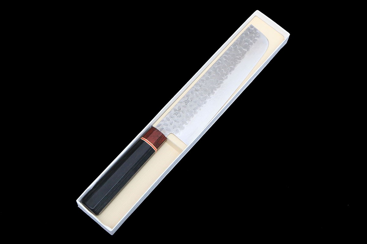 【中古】【未当て嵌める品】銘曖昧模糊たる 桜香 薄刃まかない方 六寸 槌目シリアの首都鋼 八角茴香柄 箱付 KN02-B5651-2L4 桜香 薄刃まかない方 六寸 槌目シリアの首都鋼 八角茴香柄 箱付