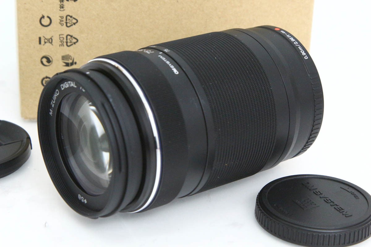 【中古】【美品】OM取り合わせ M.ZUIKO DIGITAL ED 75-300粍 F4.8-6.7 II [黒いこと] CA01-R5374-3X4 OMSYSTEM M.ZUIKO マイクロフォーサーズマウント 望遠望遠レンズ AF