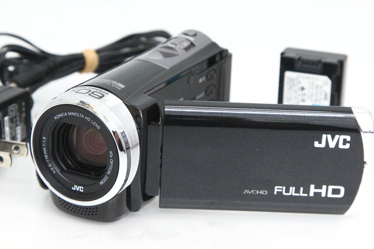 【中古】【並品】JVC Everio GZ-E108-B［黒いこと］CA01-R5536-2P2B テレビカメラ ハンデ写真機 盛りだくさん固定ディスク 手ブレ手を加える 光学望遠レンズ 中古
