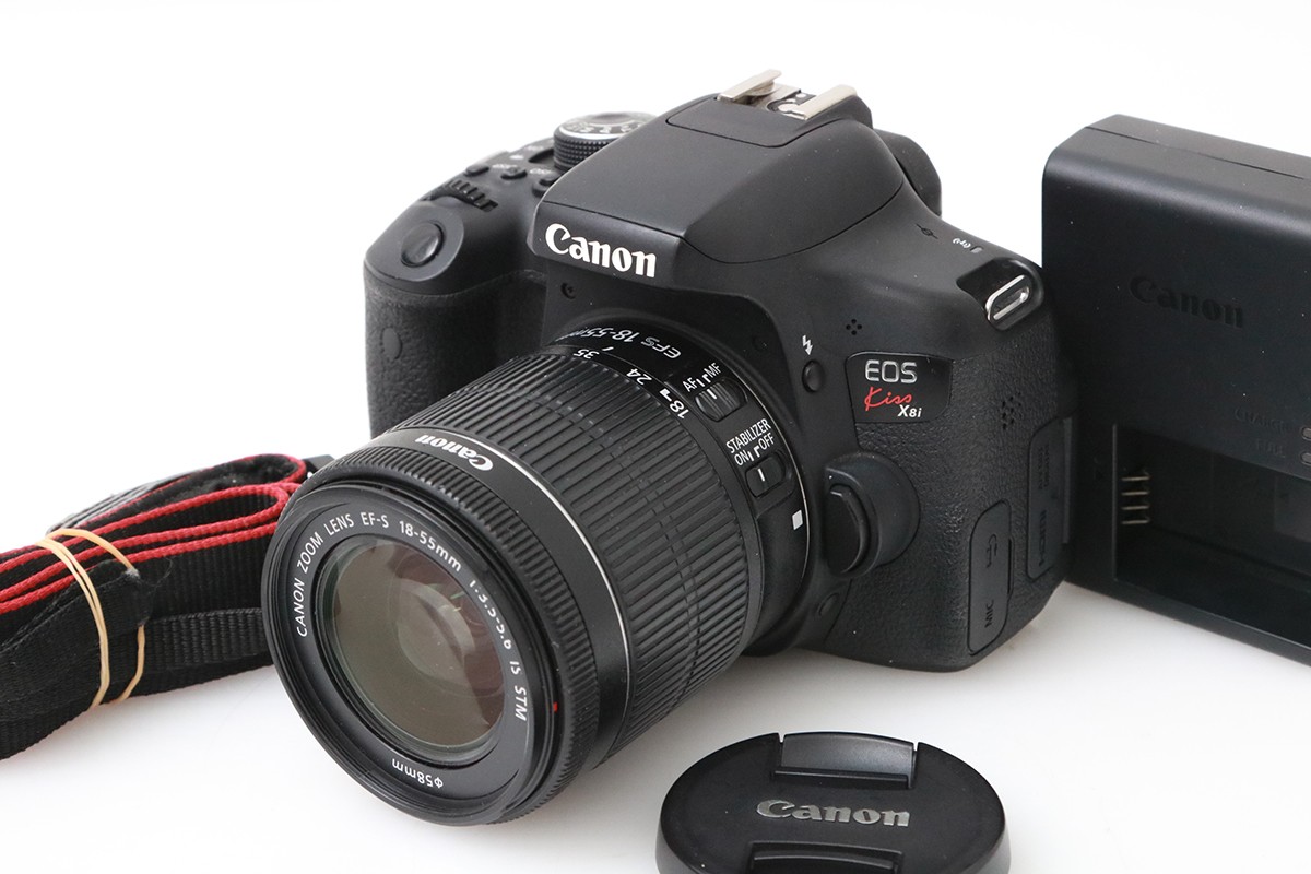 【中古】【並品】キヤノン EOS Kiss X8i EF-S18-55 IS STM 水晶体一揃いの道具 CA01-M6733-2Q2A CANON キヤノン EFマウント EOS 一眼一眼レフ APS-C