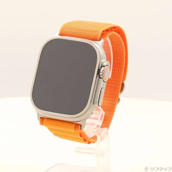 【中古】Apple(アップル) Apple Watch Ultra GPS + Cellular 49mm チタニウムケース オレンジアルパインループ 【196-ud】