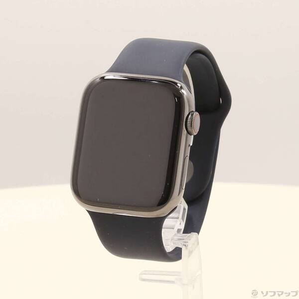 【中古】Apple(アップル) Apple Watch Series 8 GPS + Cellular 45mm ステンレススチールケース ミッドナイトスポーツバンド 【377-ud】