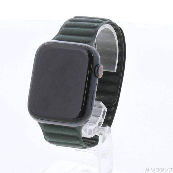 【中古】Apple(アップル) Apple Watch Series 9 GPS + Cellular 45mm ミッドナイトアルミニウムケース エバーグリーンマグネティックリンク 【349-ud】