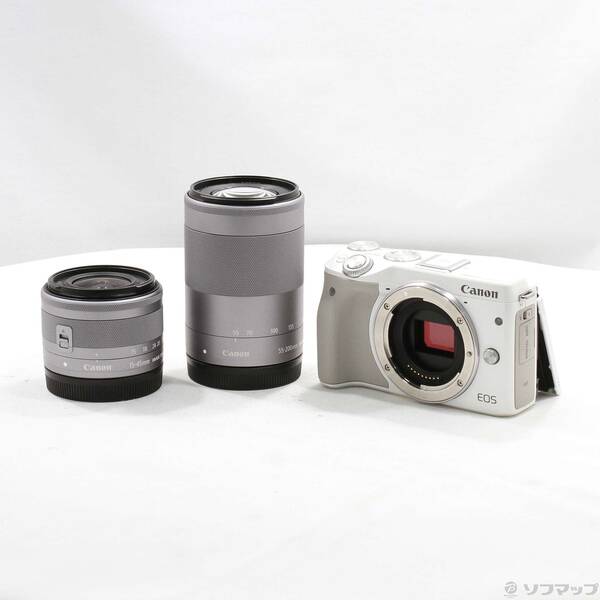 【中古】Canon(キヤノン) EOS M3 ダブルズームキット2 WH (2420万画素／SDXC／ホワイト) 【276-ud】