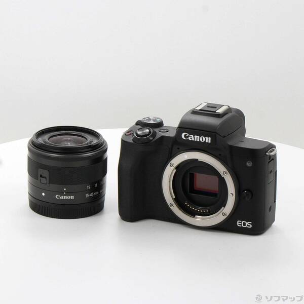【中古】Canon(キヤノン) EOS Kiss M EF-M15-45 IS STM 水晶体一揃いの道具 黒いこと 【258-ud】