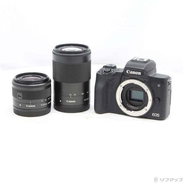 【中古】Canon(キヤノン) EOS Kiss M2 ダブルズームキット 黒いこと 【251-ud】