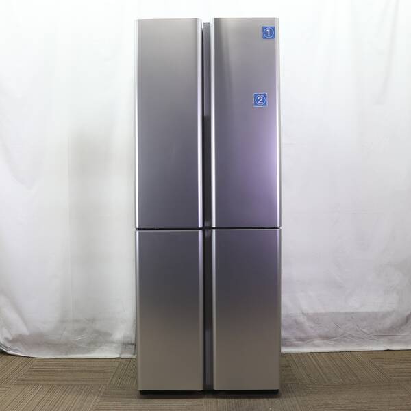 【中古】AQUA 〔見せびらかす品〕 電気冷蔵庫 AQUA 繻子しろがね色 AQR-TZ42R(S) ［幅70糎 ／420L ／4部屋の入り口 ／観音開き印字機 ／2025年］ 【198-ud】