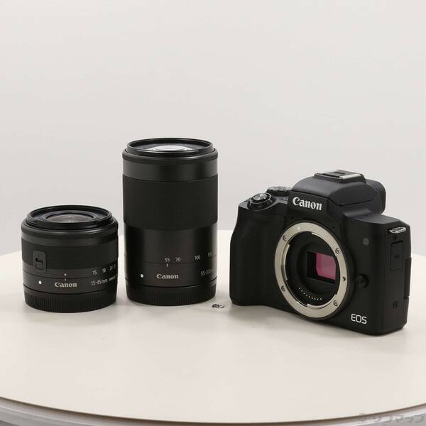 【中古】Canon(キヤノン) EOS Kiss M ダブルズームキット 黒いこと 【258-ud】