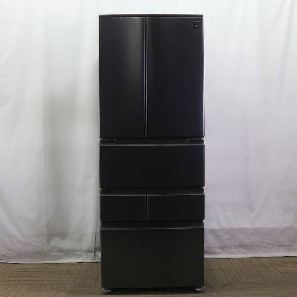 【中古】SHARP(せつ然たる) 〔見せびらかす品〕 プラズマクラスター電気冷蔵庫 ダスクダークメタル SJ-MF43P-H ［幅65珊 ／429L ／6部屋の入り口 ／観音開き手合い］ 【198-ud】
