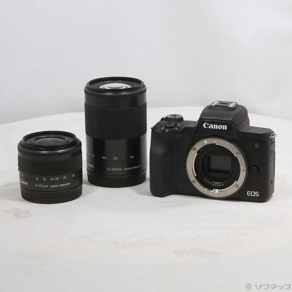 【中古】Canon(キヤノン) EOS Kiss M ダブルズームキット 黒いこと 【196-ud】