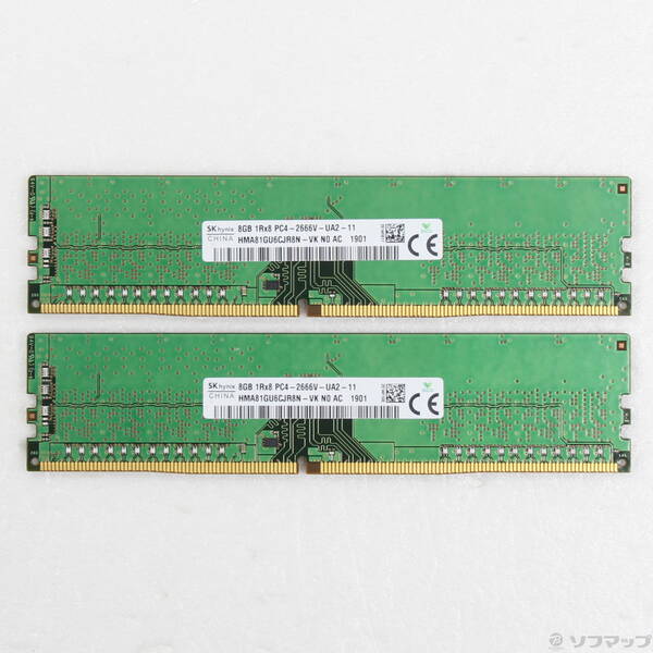 【中古】288P パソコン4-21300 DDR4-2666 16GB 8GB×2枚組 【344-ud】