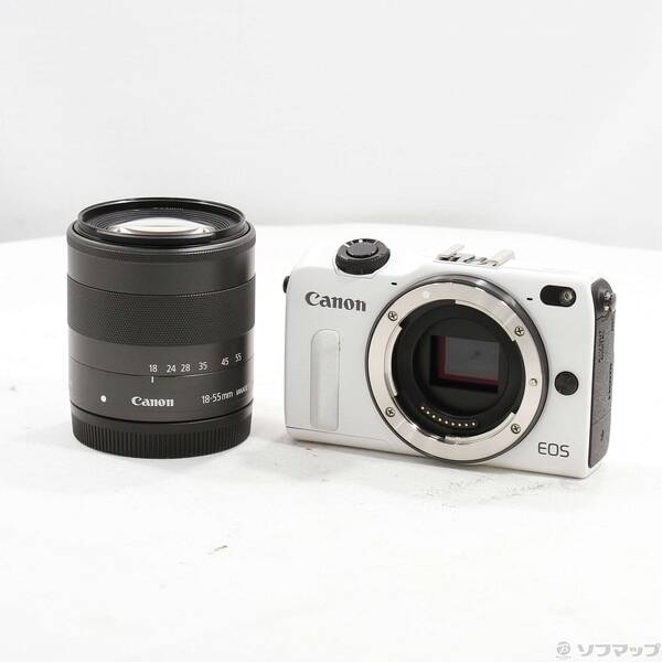 【中古】Canon(キヤノン) EOS M2 18-55水晶体一揃いの道具 白いこと 【262-ud】