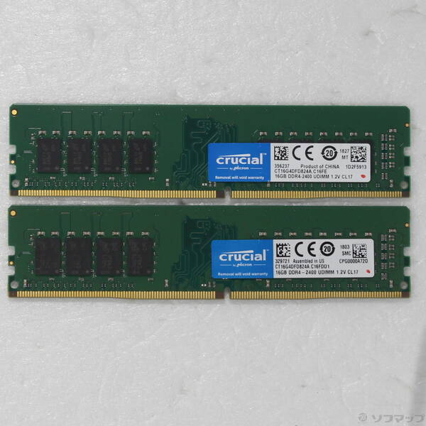 【中古】288P パソコン4-19200 DDR4-2400 32GB 16GB×2枚組 【262-ud】