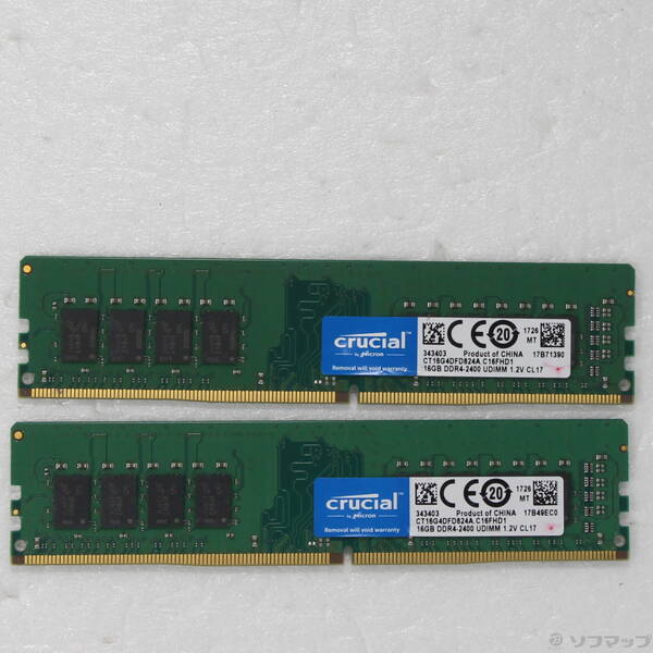 【中古】288P パソコン4-19200 DDR4-2400 32GB 16GB×2枚組 【262-ud】