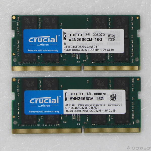 【中古】260P SODIMM パソコン4-21300 DDR4-2666 32GB 16GB×2枚組 【297-ud】