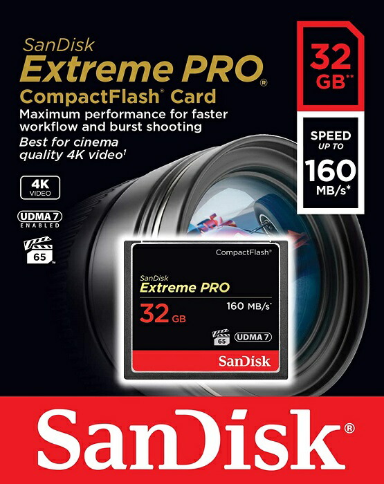 SanDisk サンディスク Extreme Pro CF コンパクトフラッシュ SDCFXPS-032G-X46【ネコポス便配送制限 4枚まで】