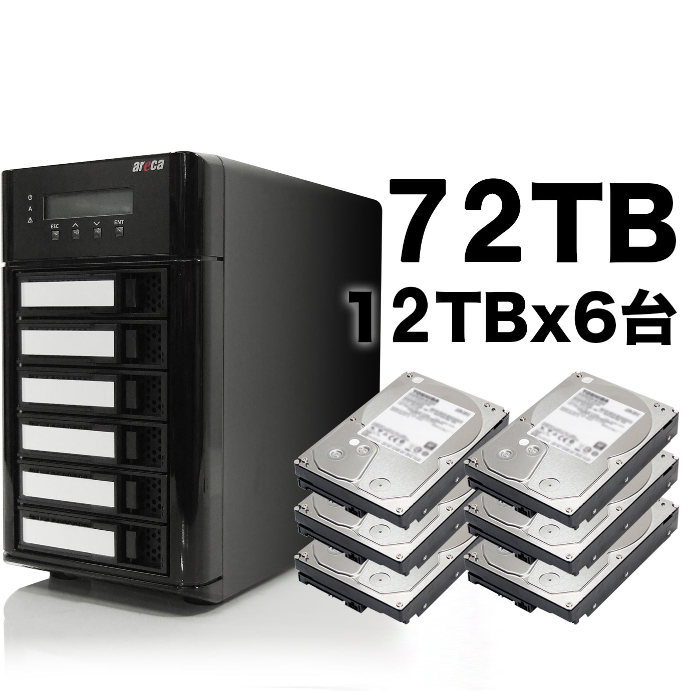 Areca Thunderbolt3 6ベイ RAID 72結核症 [ARC-8050T3U-6-72T]