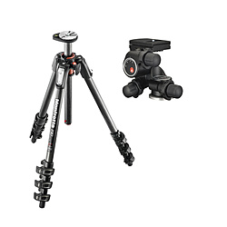 希少！！】 Manfrotto 190プロカーボン4段三脚 410ギア付き雲台キット